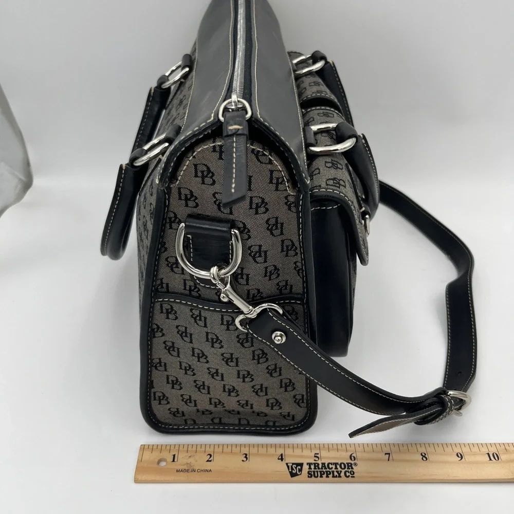 Dooney & Bourke Satchel Bag Wallet Set Black Monogram Signature Handbag Y2K